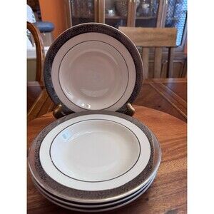 Vintage Chatham Fine China Platinum Rimmed Soup Bowls. A Set Of 4